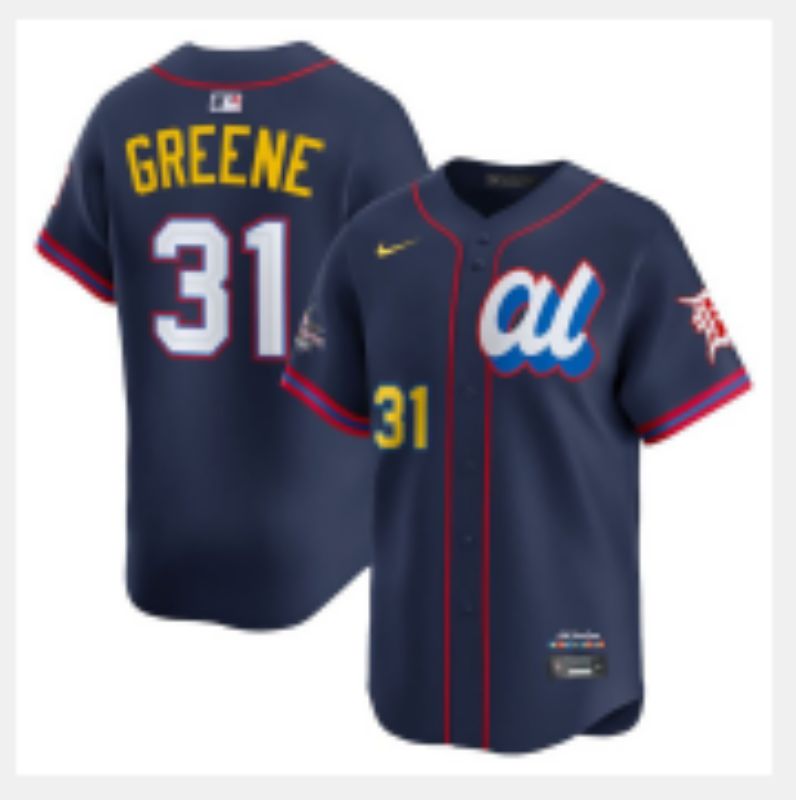 Men 2025 Detroit Tigers 31 Greene Blue All star Blank Blue Nike MLB Jersey style 2